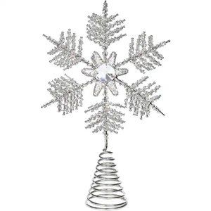 BirdRock Silver/Clear Beaded Steel Spiral-Base Christmas Tree Topper